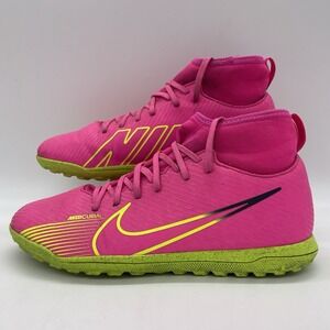 Nike Youth 5.5 Shoes Mercurial‎ Superfly 9 "Luminous" TF Cleats Pink Blast/Volt